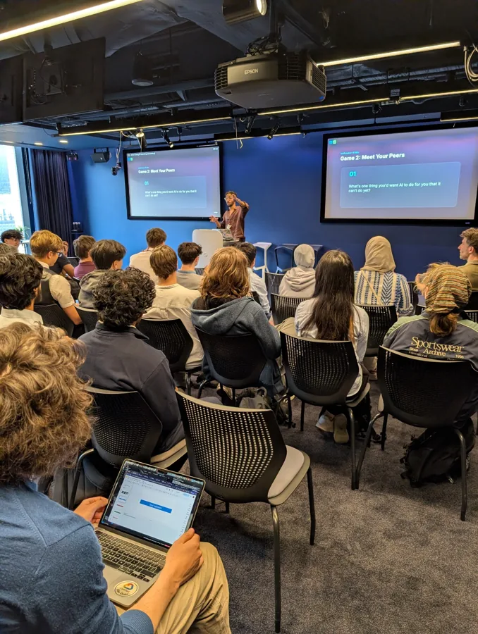Young people gathered for an AI literacy session